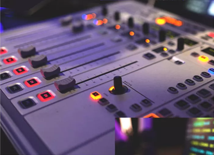 The mixing desk in the Juice Radio studio